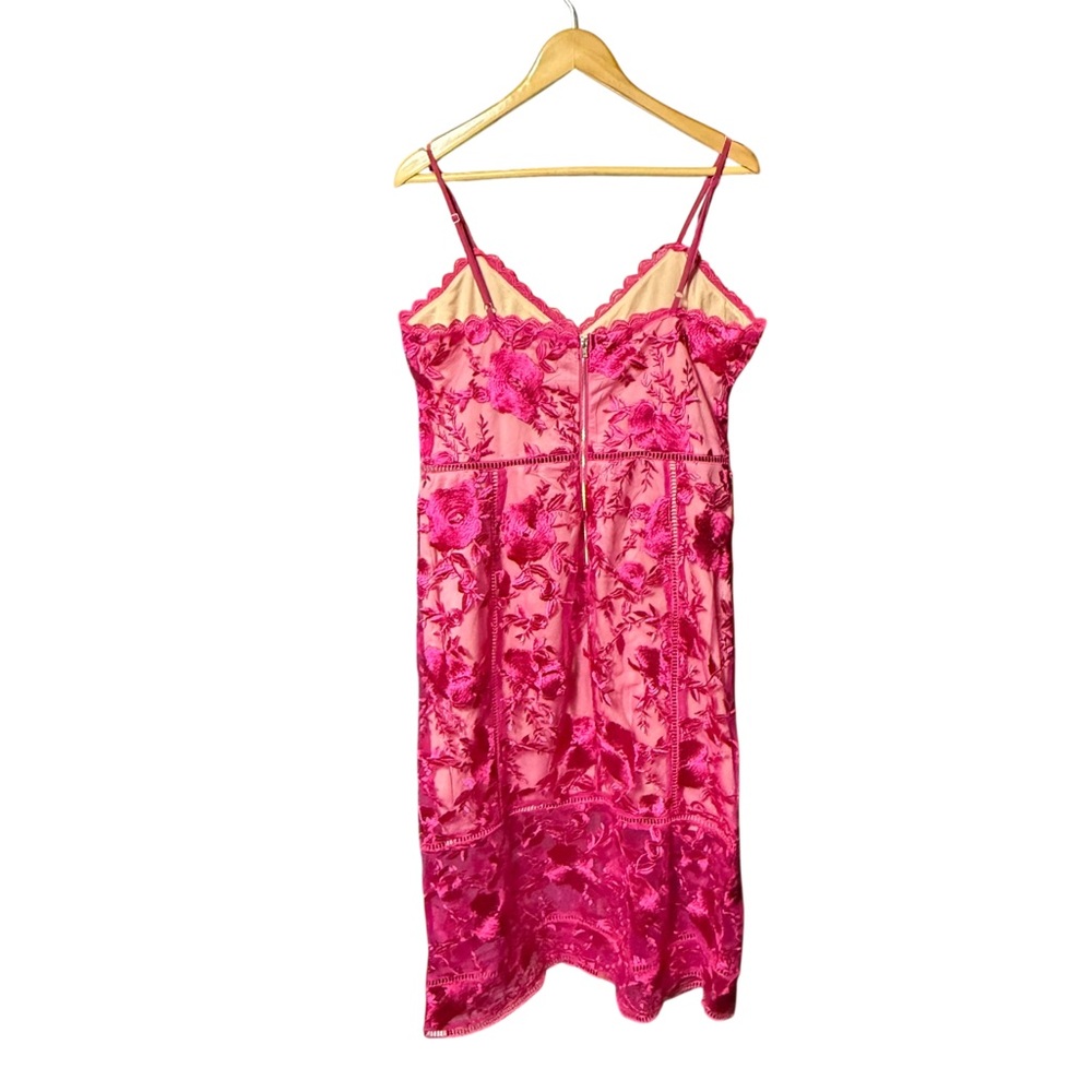 LULUS Deeply Cherished Hot Pink Lace Midi Dress XL - Picture 6 of 13